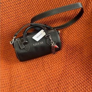 GUESS Black Mini Bag with Silver Accents